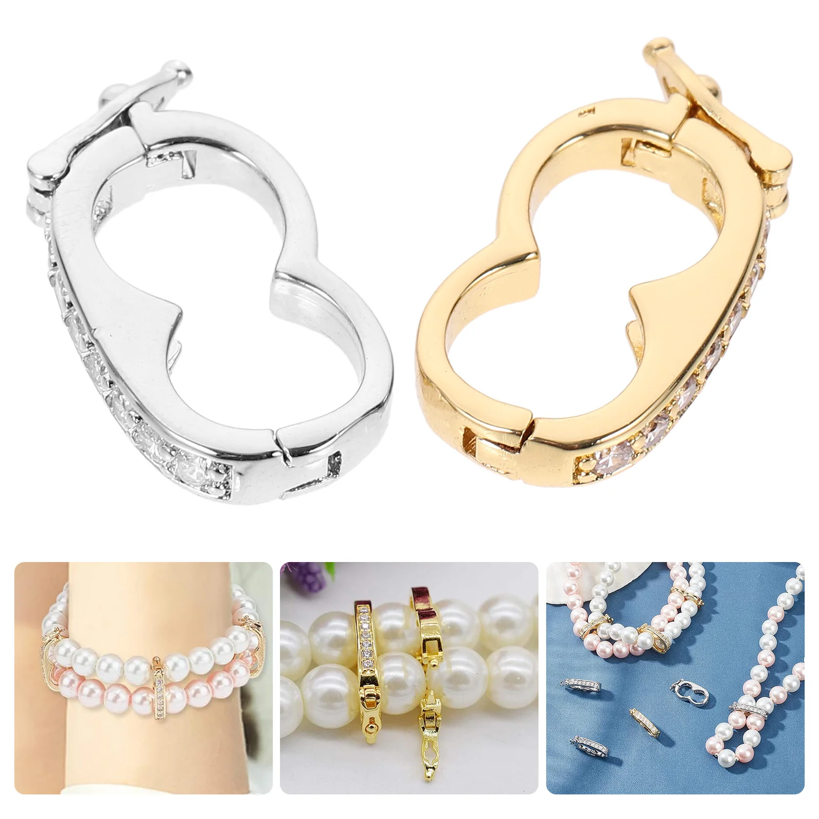 2 Pcs Pearl Jewelry Peanut Buckle Bracelet Clasps Enhancer Supplies Accessories Necklace Connecting Shortener