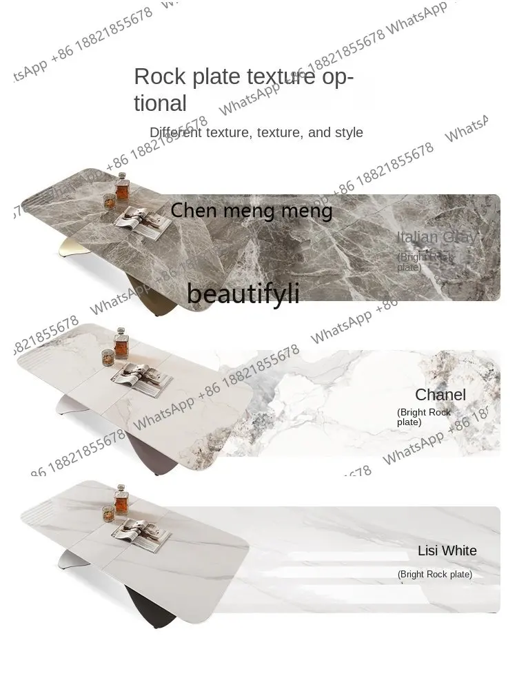 S7486 ss yj رفع طاولة القهوة ثنائي الغرض متعدد الوظائف الحديثة ضوء لوحة حجرية فاخرة قابل للسحب طاولة القهوة المتكاملة #6