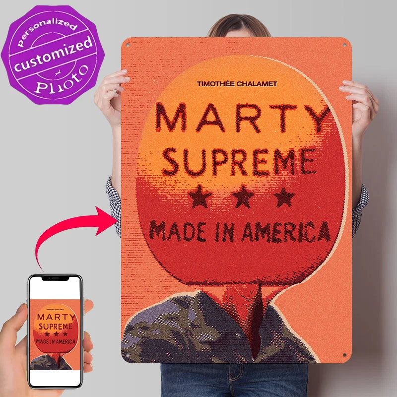 Marty Supreme Made in America 3D Printed Texture Poster Personalized Wall Art Retro Metal Tin Signs for Room Decorating Interior