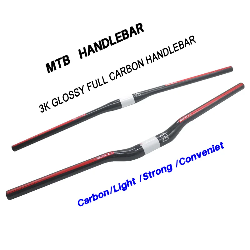 

FCFB Bike 3K carbon fibre handlebar carbon Downhill Mountain bicycle handlebar MTB high-strength 31.8mmm red 600- 780mm