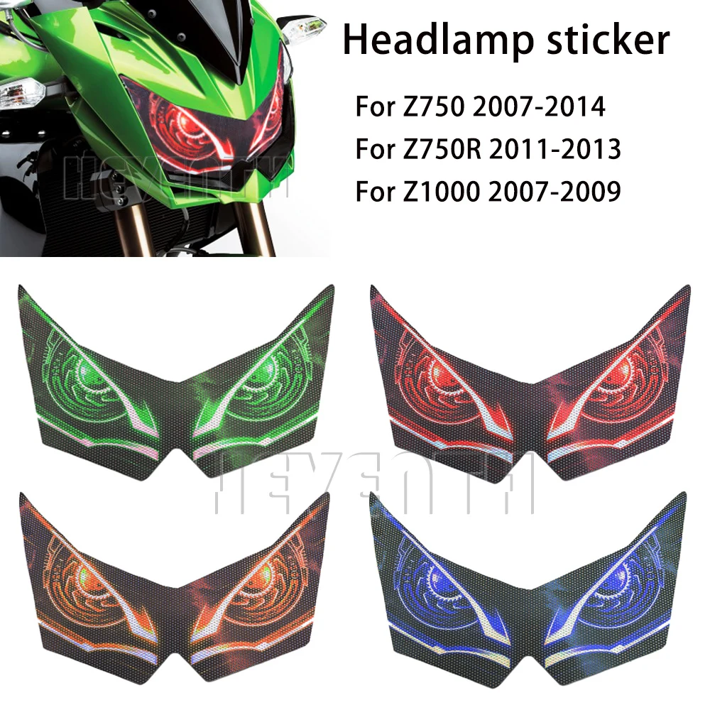 Motorcycle Headlight Sticker For Kawasaki Z750 2014 Z750R 2013 Z1000 2009 Decals Head Light Pegatinas 3D Guard Protection