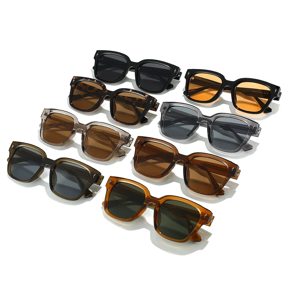 2025 جودة المعادن الأساسية مربع النظارات الشمسية النساء الكورية العلامة التجارية مصمم Tr90 أزياء للجنسين الرجال النظارات #2