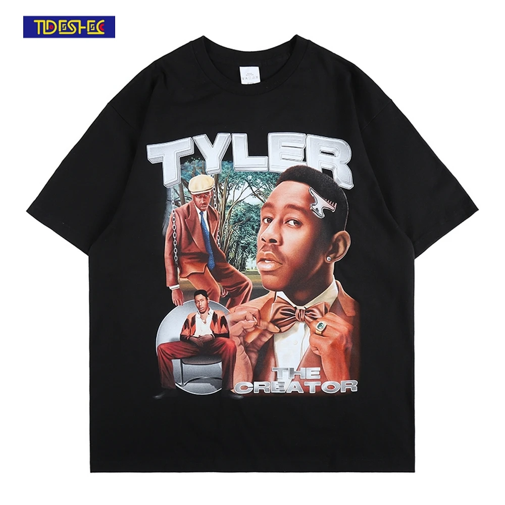 

Men's T-Shirts American Oversized Rapper Graphic Print T Shirt Streetwear Short Sleeves Hip Hop 2022 Summer Harajuku Tee Tops