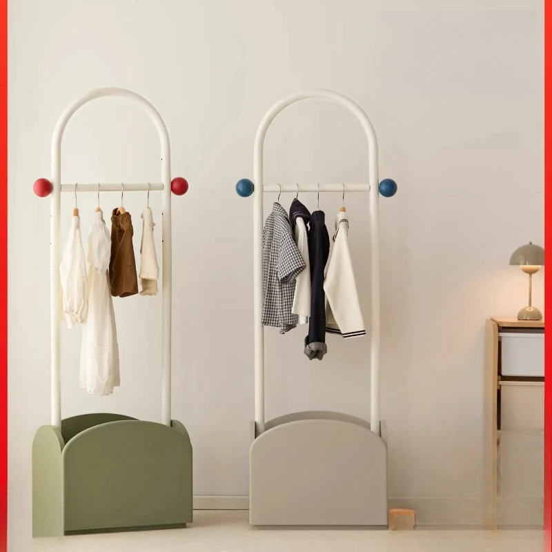 

Children's coat rack Solid wood floor hanger Bedroom cute creative bedside bag rack Storage rack
