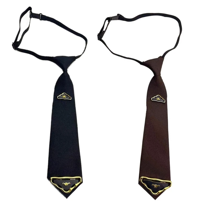 MXMB Vintage Triangular Charm Pre Tied Tie Campus School Uniform Adjustable Necktie Neckwear Accessories for Women and Men