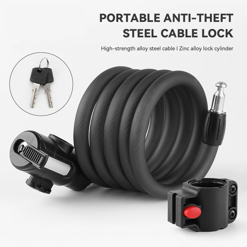 

Bicycle lock electric vehicle steel cable super strong strength lock anti -theft bold steel wire key lock riding equipment