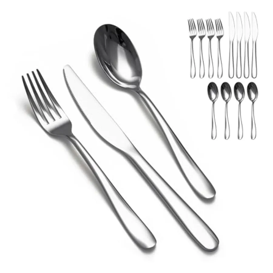 

Stainless Steel 12PCS Dinner Set Combo with 4 Dinner Knives 4 Dinner Forks 4 Dinner Spoons for Home Kitchen and Restaurant Use