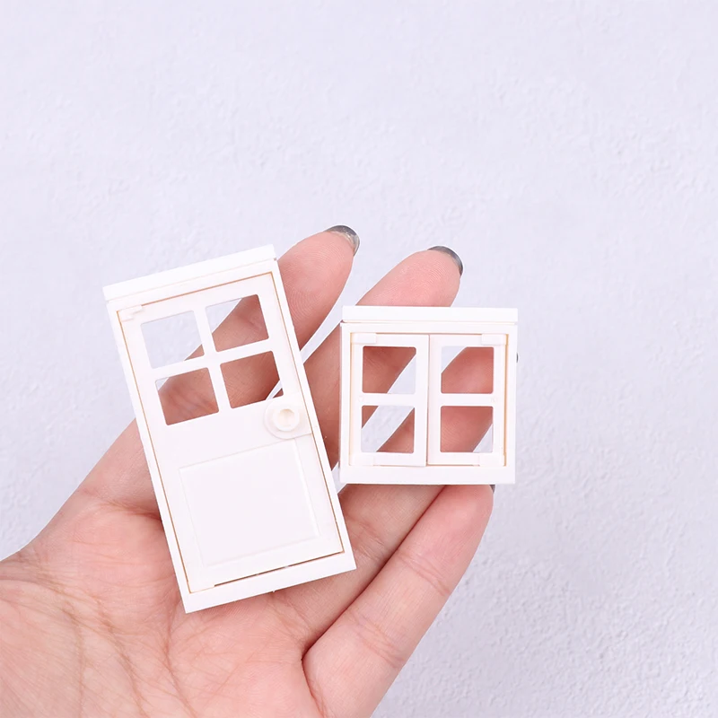 1/12 Dollhouse Villa Plastic Doors and Windows Mini House Window Frame Model Decoration DIY Doll house Miniature Accessories
