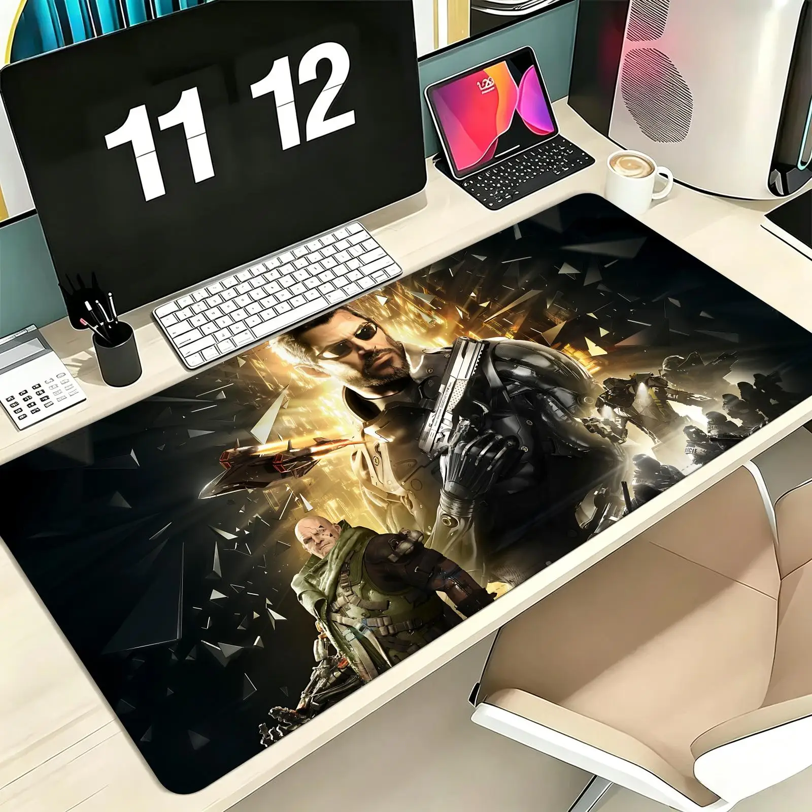 Mouse Pad Pro E-Sports XXL Gaming Mousepad Extra Large Non-Slip Stitched Edge Keyboard Laptop Desk Mat For PC Gamer Deus Ex