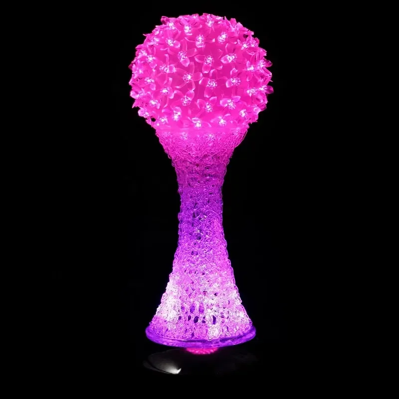 LED Fiber Optic Flower Ball Artificial Plastic Bloom Light Up Centerpiece for Wedding Party Home Decor Glowing Table Ornament