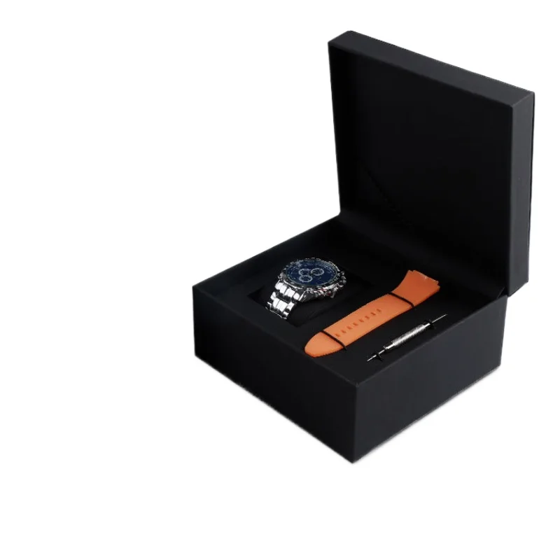 Black Watch Case Box com alça e ajustável Tool Slot, PU Leather Flip, Jewelry Packaging Box, Free Customization Logo