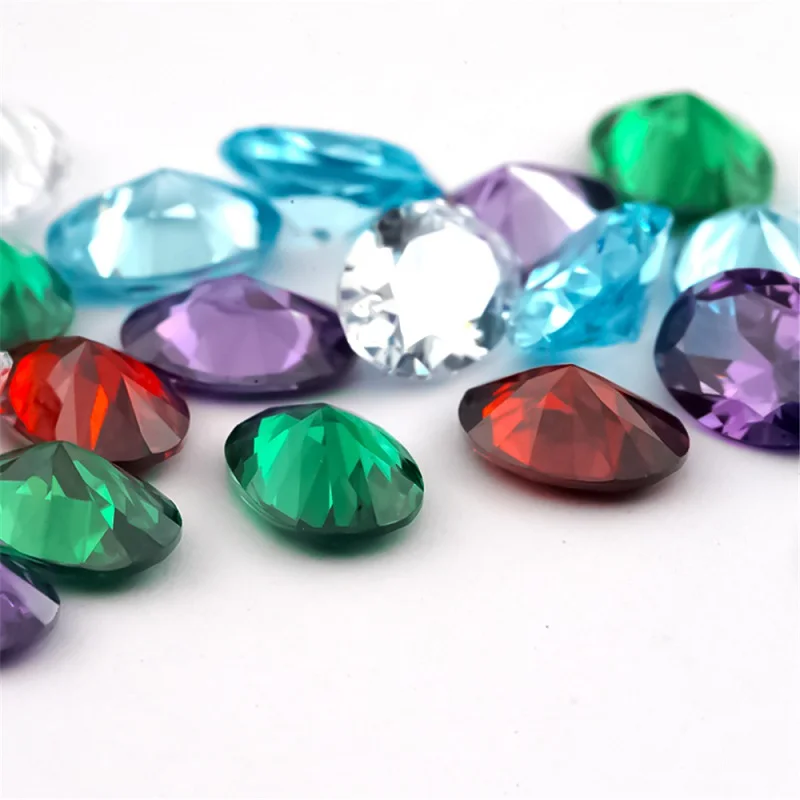 25pcs/50pcs Oval Cut Cubic Zirconia Stone White Garnet Amethyst Green SeaBlue Mix 5 Colors 5A Loose CZ Synthetic Gemstone