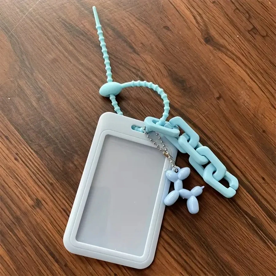 Clear Acrylic Kpop Photocard Holder Black Credit ID Card Protective Case Photo Display Holder Bag Pendant Keychain