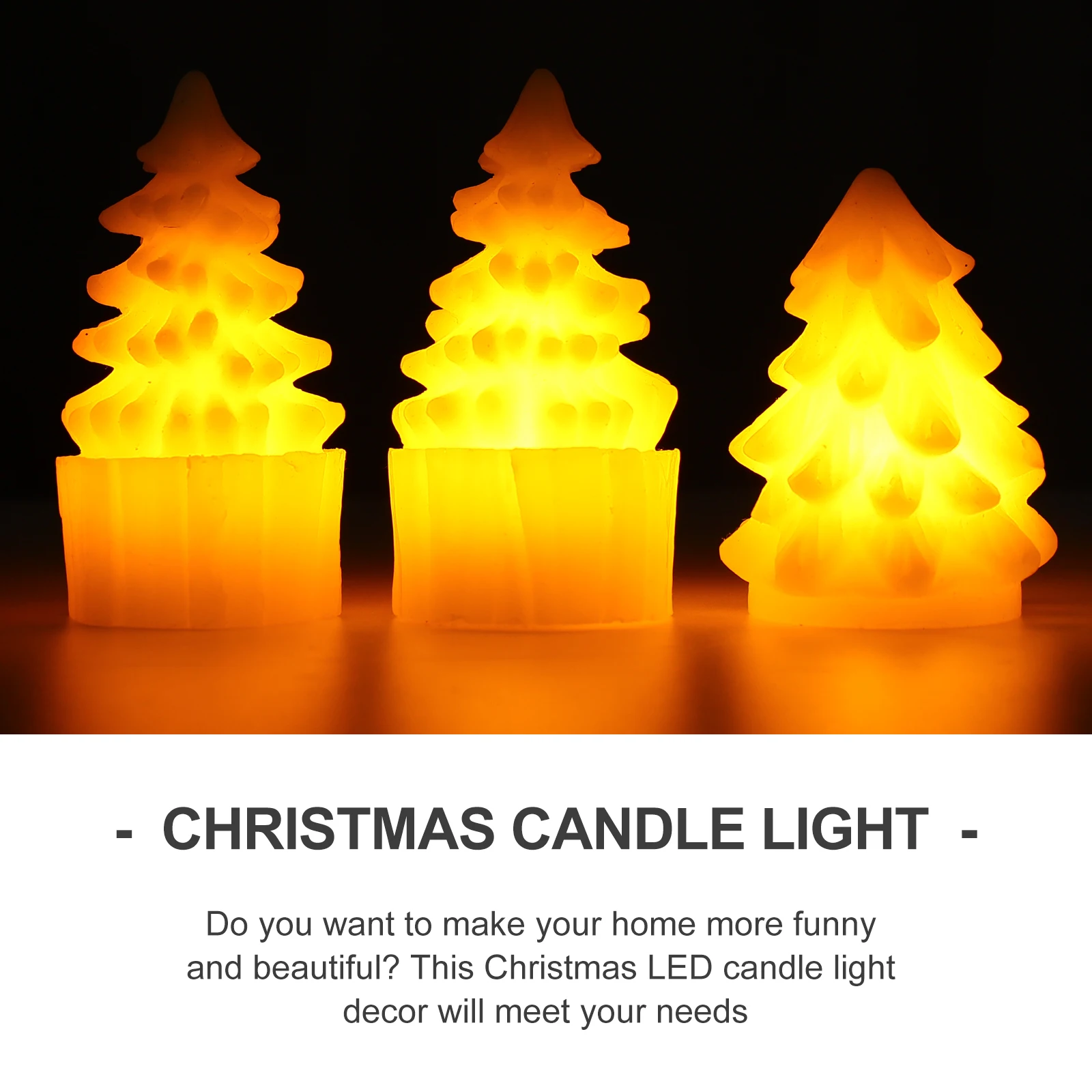3 Pcs Electronic C Light LED Christmas Decorative Night Party Lighting Wax Simulated Centerpieces for Home Garden Church