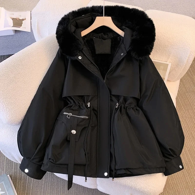 Donna Casual elegante ufficio signora parka manica lunga monopetto giacca 2023 inverno moda caldo solido pieghe tasca cappotto