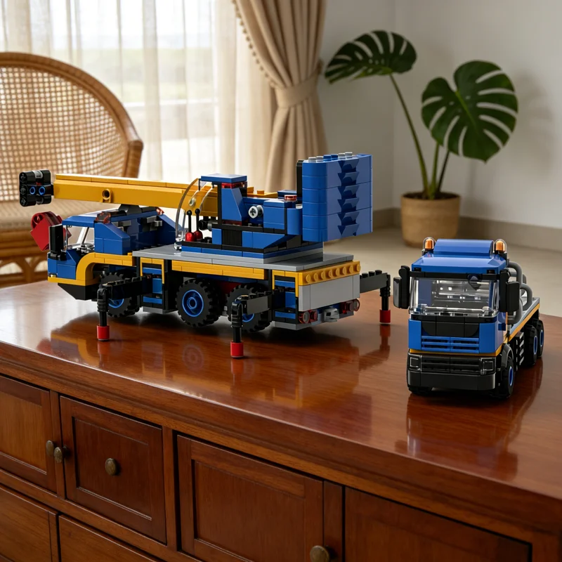 627pcs MOC Mobile Crane Support Vehicle Two City Construction Model Building Blocks Architecture Toy Christmas Gifts Brick Kids