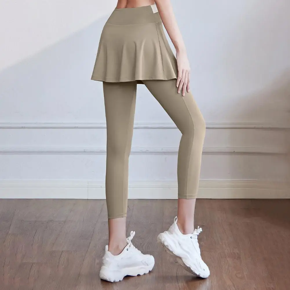 

Breathable Athletic Leggings High Waist Yoga Pants with Butt-lifted Skirt Trousers for Women Anti-exposure Quick Dry Breathable