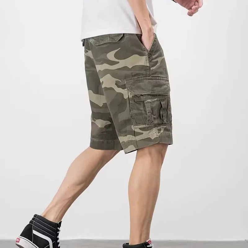 FEWQ American Vibe Camouflage Workwear Men\'s Shorts Loose Straight Leg Summer Cotton Oversized Casual Male Trousers 24E1621