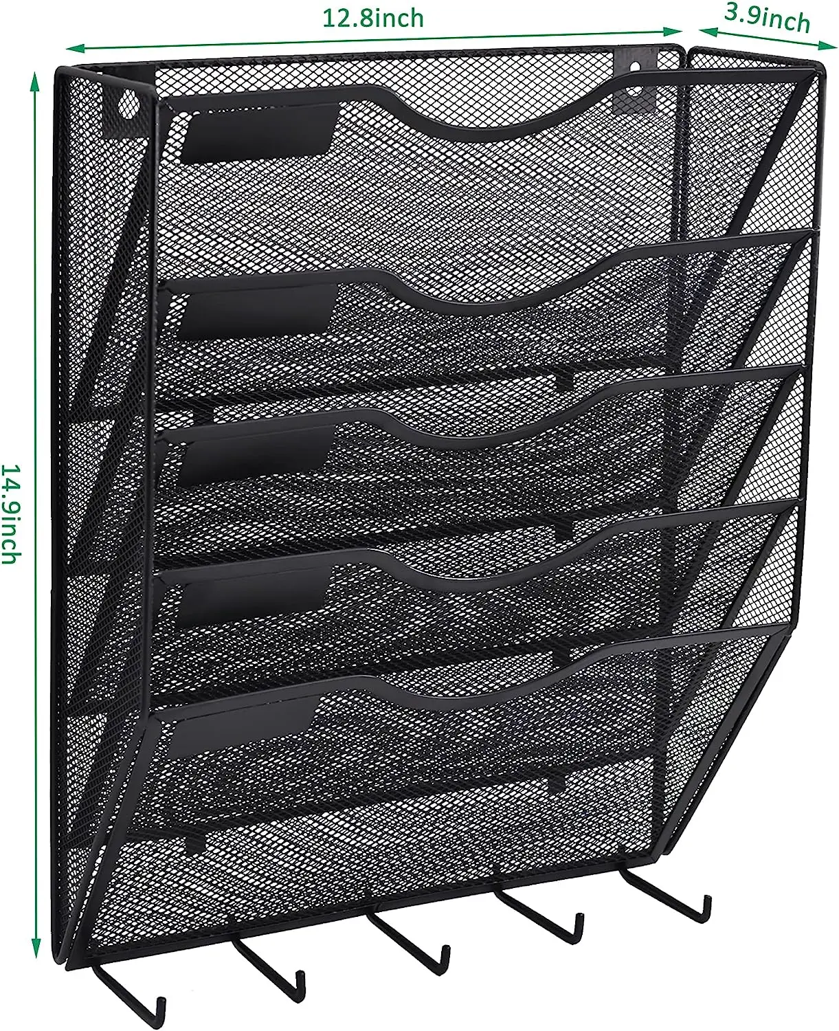 메쉬 벽 파일 거치대 정리함, 사무실 걸이식 탄창 랙, 키홀더 거치대 후크, 사무실 학교 가정 주방용, 5 포켓