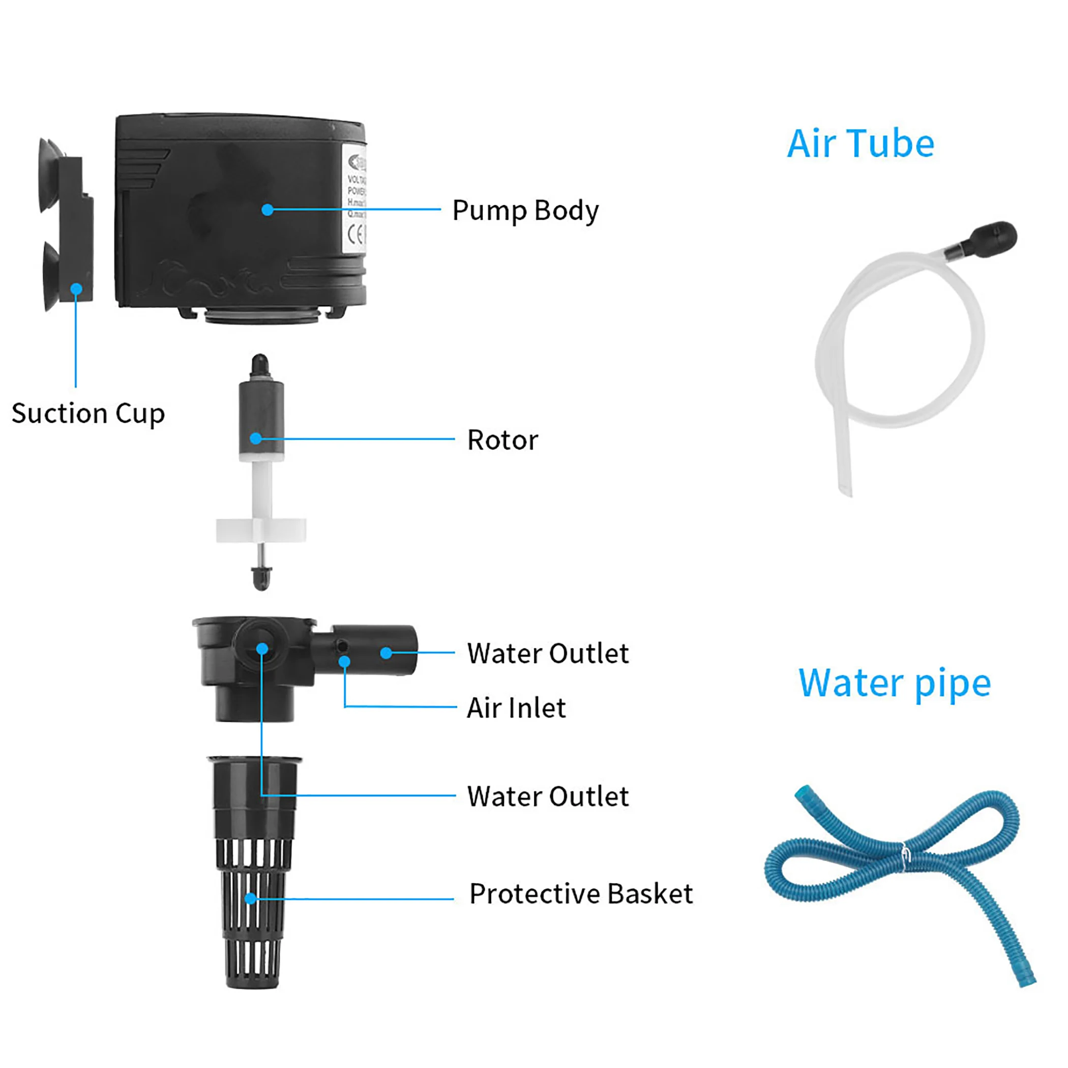 220V 3in1 Multi-function Submersible Water Pump Filtration Aquarium Circulating Perfect for Ponds Fountains Fish Tank - HX