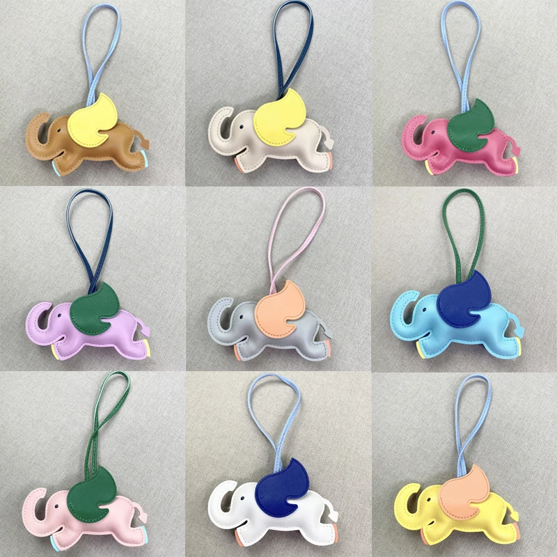 Trendy Designer PU Leather Wing Flying Elephant Hanger Keychain For Ladies Bag Charm Pendant Decoration Accessorie Ornament Gift