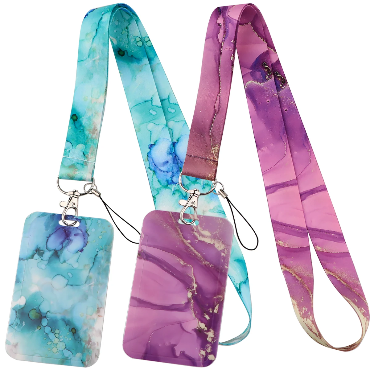 Marble Texture Lanyards Keys Chain ID Card Cover Pass Mobile Phone Badge Holder Neck Straps Accessories For Friends Gifts