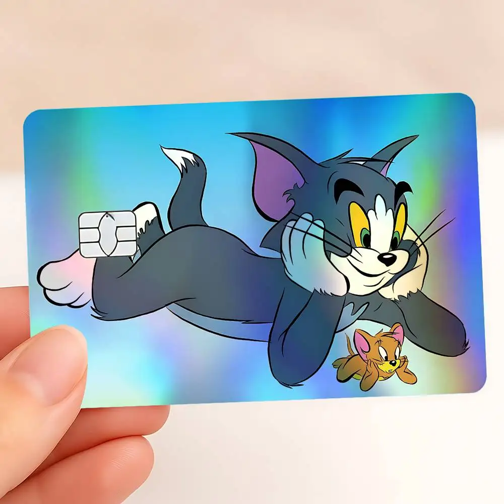 Funny T-TomS Cat And J-Jerry Holographic Sticker Laser Film Shinny Skin For Debit Credit Bank Card view 2