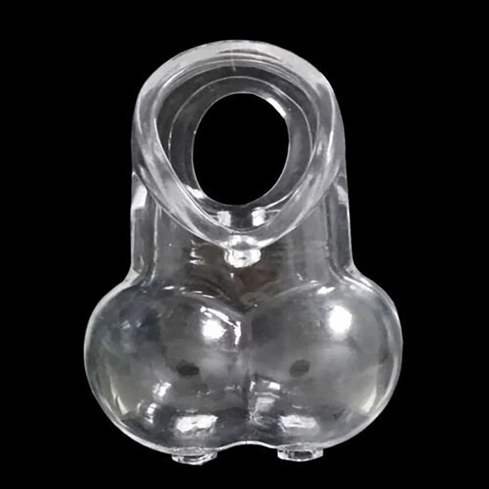 Male squeeze ring stretcher scrotum bag delay ring chastity cage new scrotum restraint penis delay passion alternative sex toys