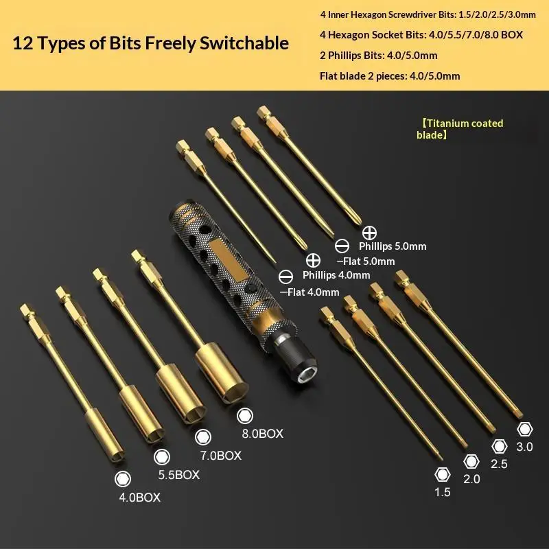 RC Model Car Parts Refit Upgrade Accessories Metal 1.5 2.0 2.5 3.0 Electric Screwdriver Bit Hex Core Tool