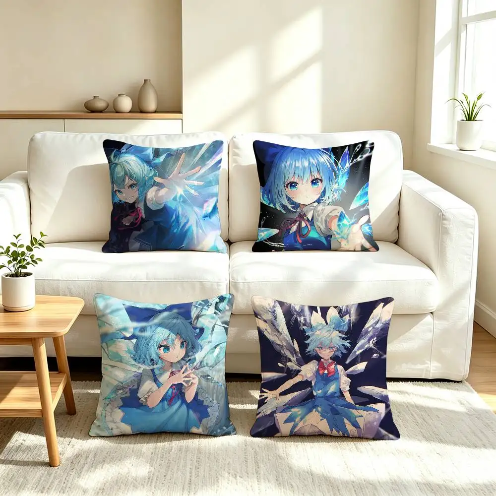 C-Cirno Touhou Project Game Pillow Case Square Double-Sided Sofa Cushion Cover Bedroom Bedside Pillow