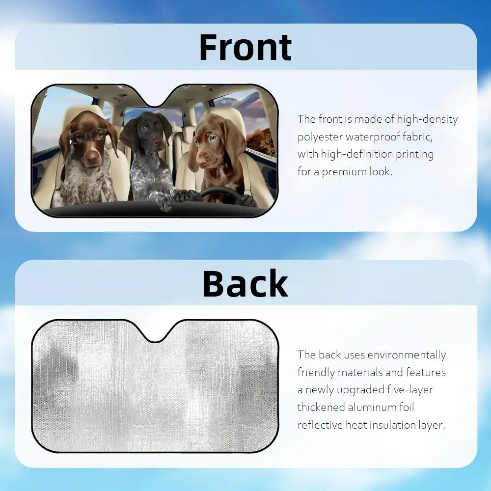 German Shorthaired Pointer  Sun Visor Foldable Universal Car Windshield Sun Shade UV Protection Heat Insulation Foldable Cover view 5