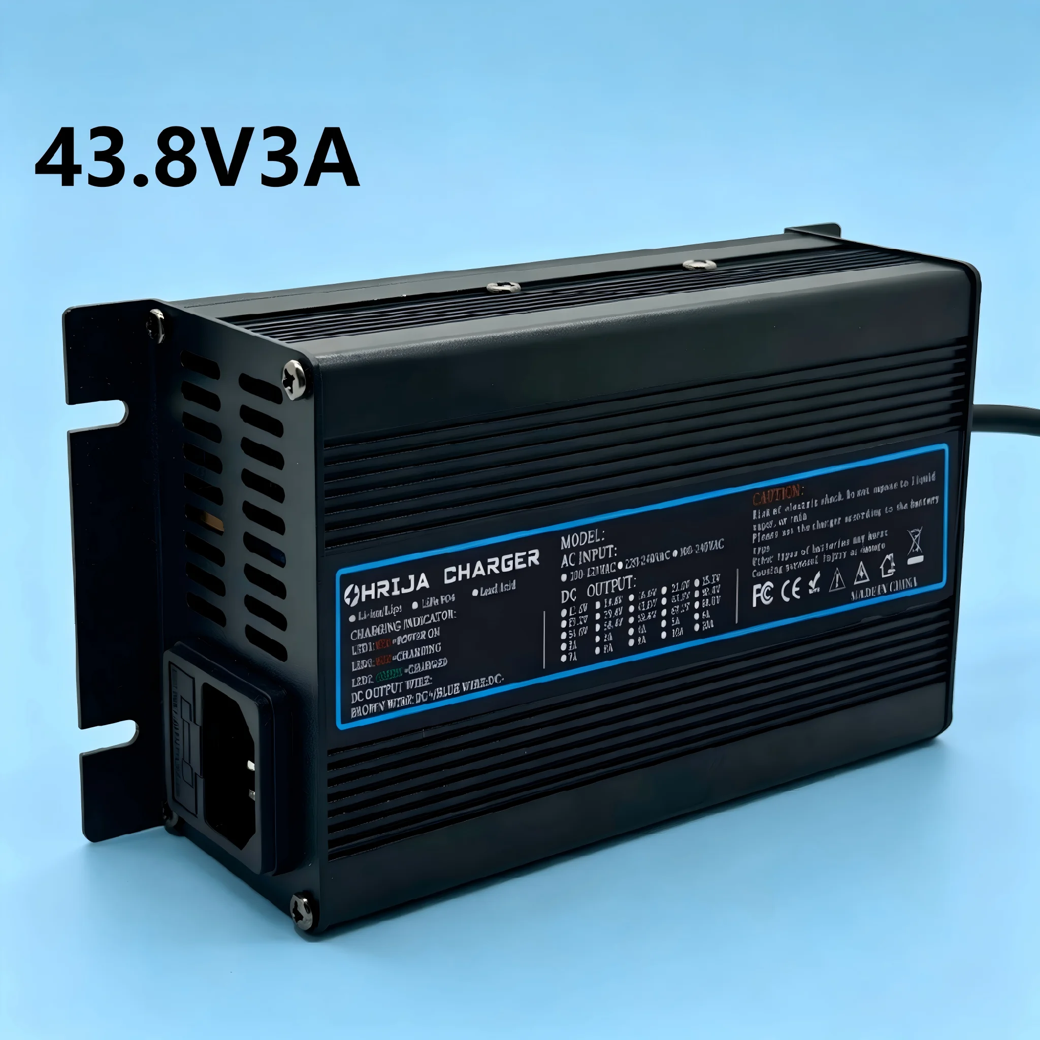 OHRIJA 43.8V 3A Fast Charger for LiFePO4 Battery  for 12S 38.4V Electric Car Safe & Stable Aluminum Case, Overcharge Protection