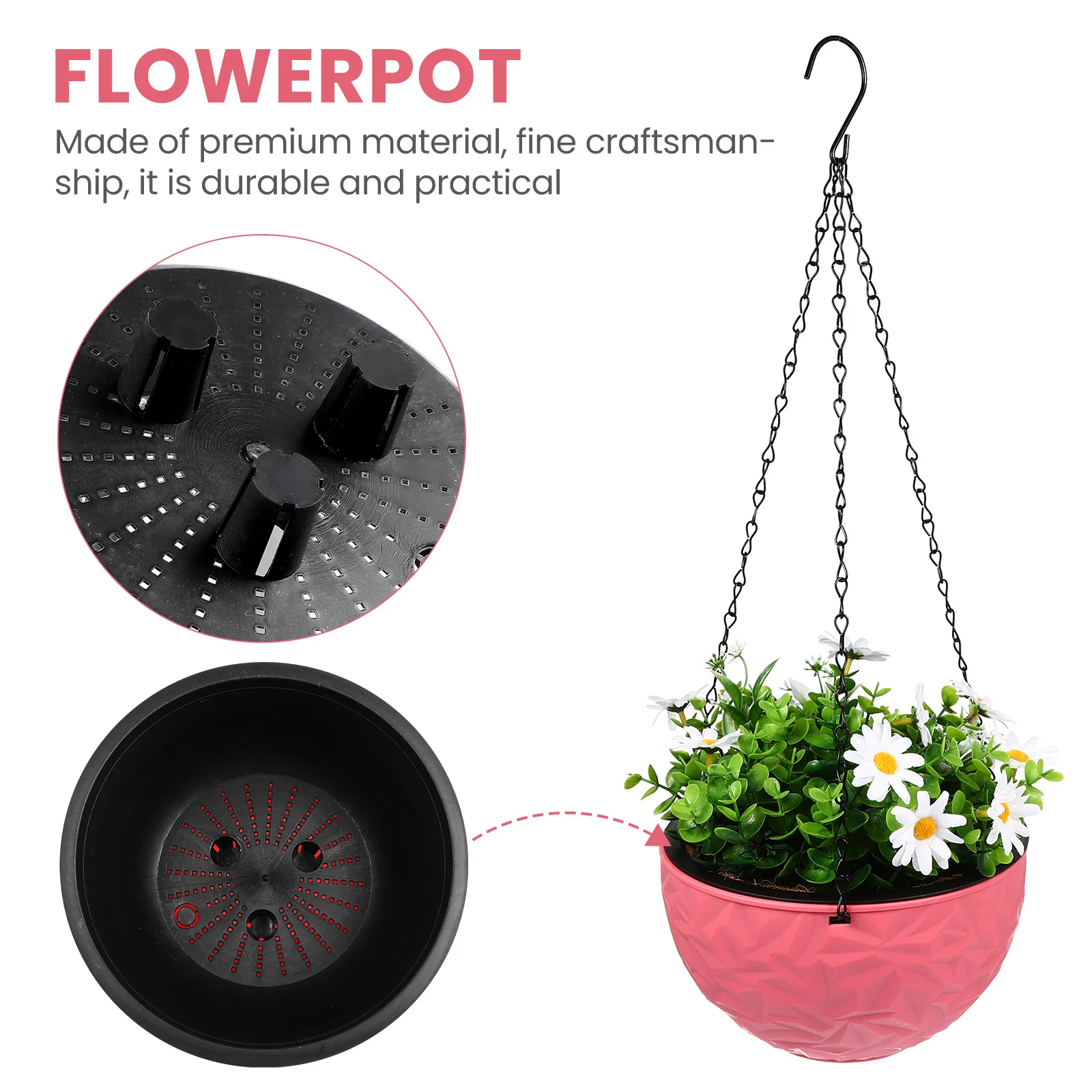 

Plastic Flowerpot Premium Durable Plant Container For Garden Balcony Decor Hanging Planter Flower Pot Balcony Hanging Flowerpot
