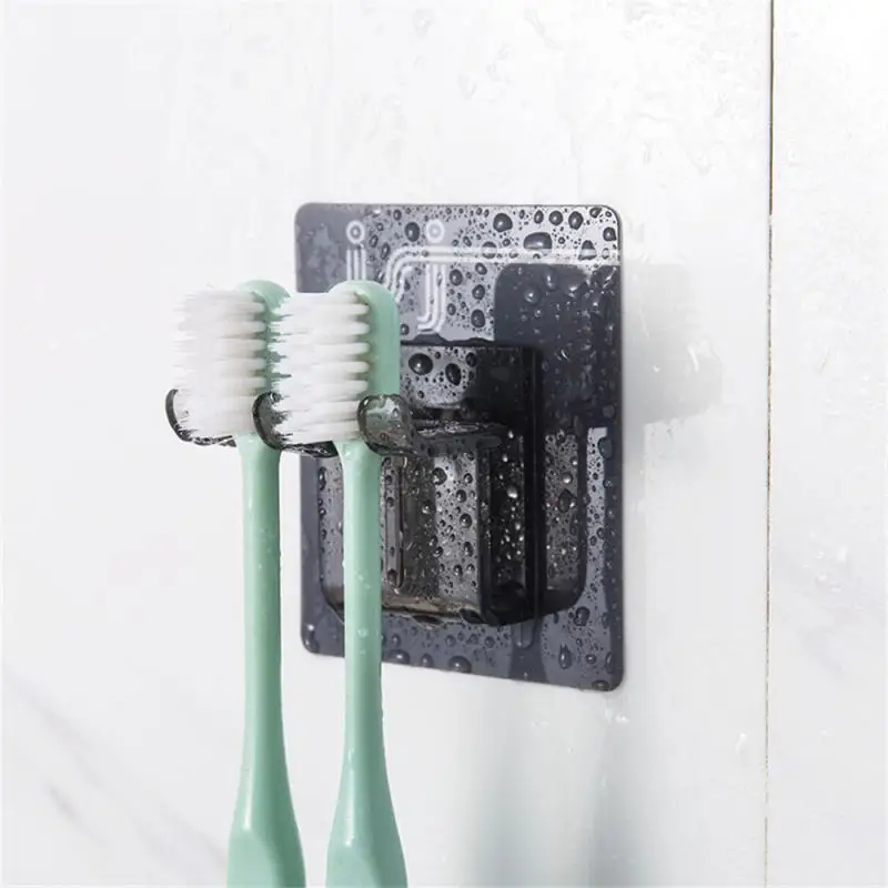 Toothbrush Cup Holder Waterproof Design No Punching Plastic Simple Bathroom Supplies Toothpaste Squeezer Dispenser Wall-mounted