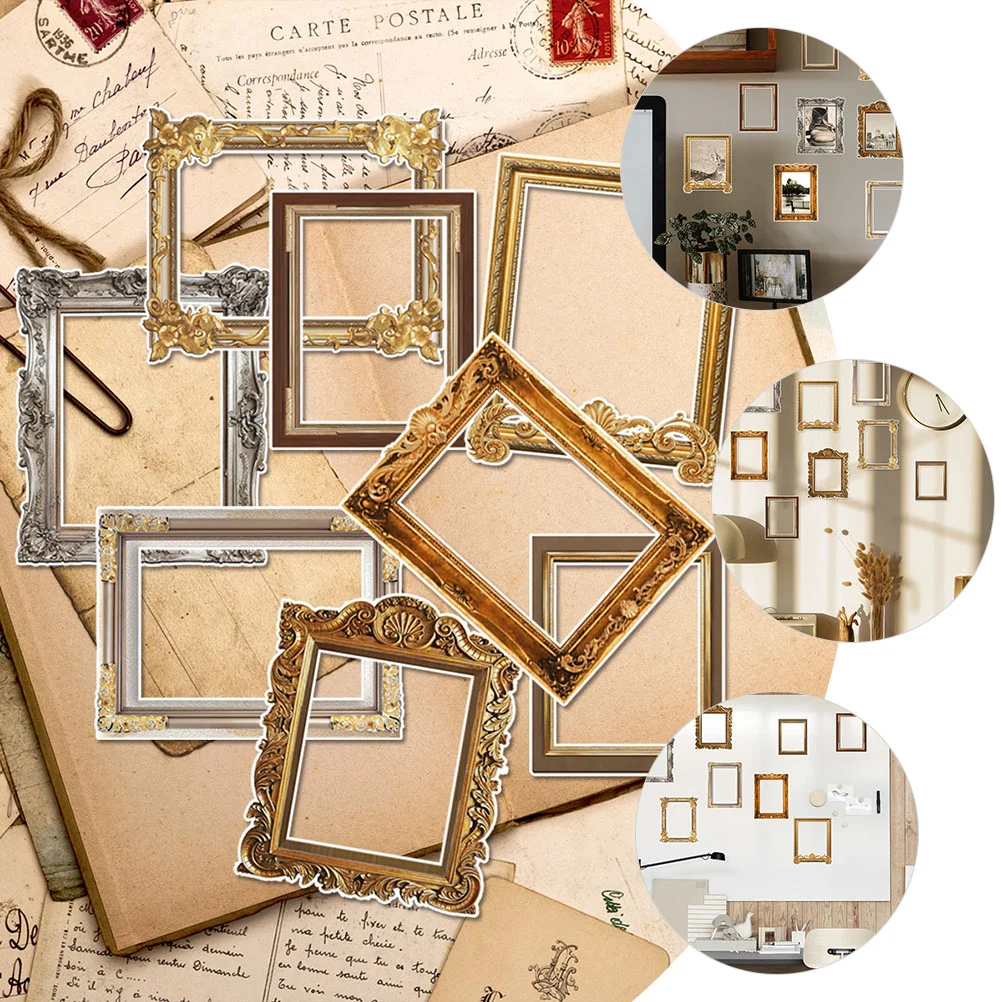 8 Pcs Vintage Photo Frame Wall Stickers Decor Border Pvc Picture Frames Collage