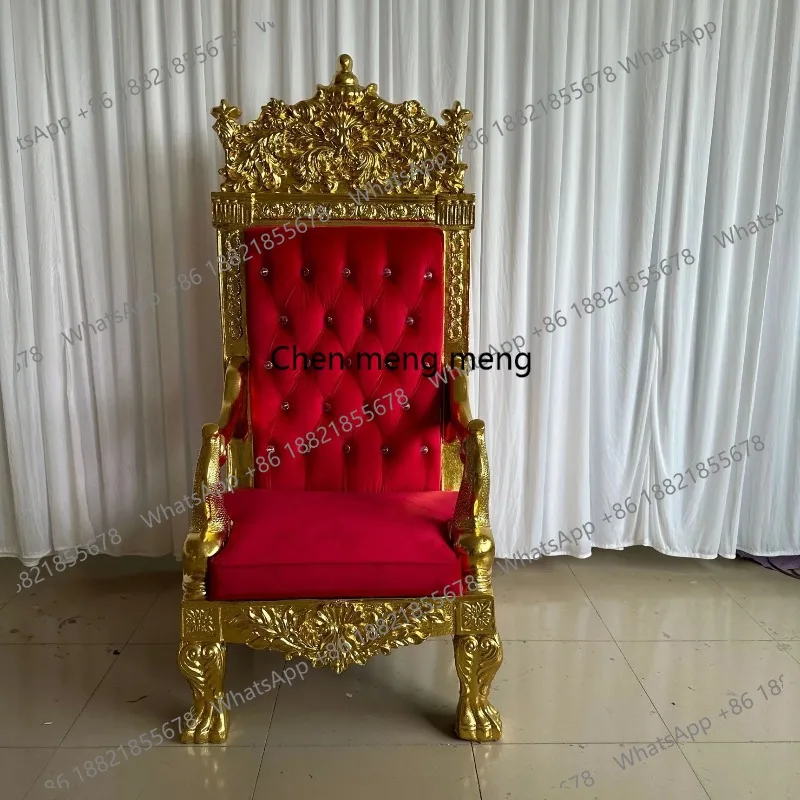 

hotel furniture gold frame wood king queen throne chair red velvet king throne chairs
