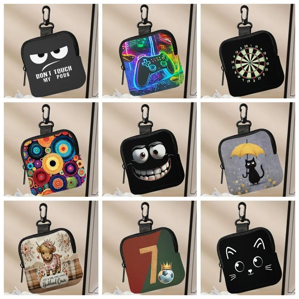 Trendy Mini Coin Purse PVC Water-resistant Wallet Portable Cat Football Mouse Earphone Bag Friends Gift