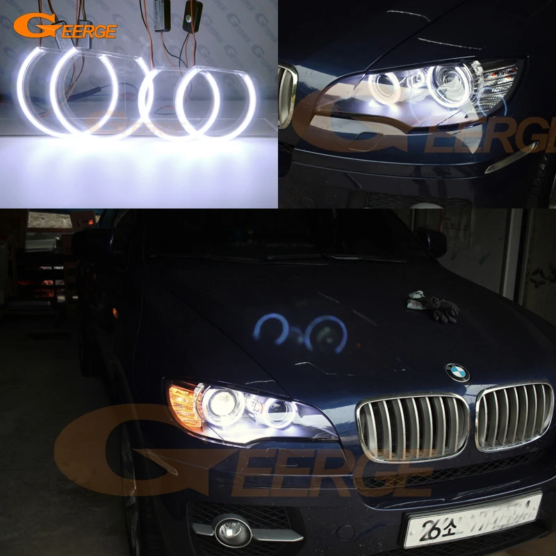 

Для BMW X6 E71 E72 X6M 2008 2009 2010 2011 2012 2013 2014 DRL дневной свет ультра яркий COB светодиодный комплект Angel Eyes Halo Rings
