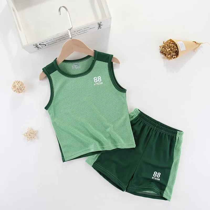 Kids Boys Girls Summer Children Sports Jerseys T-shirt Shorts Vest Tracksuit 2Pcs Basketball Team Suit Clothing Set Outfits