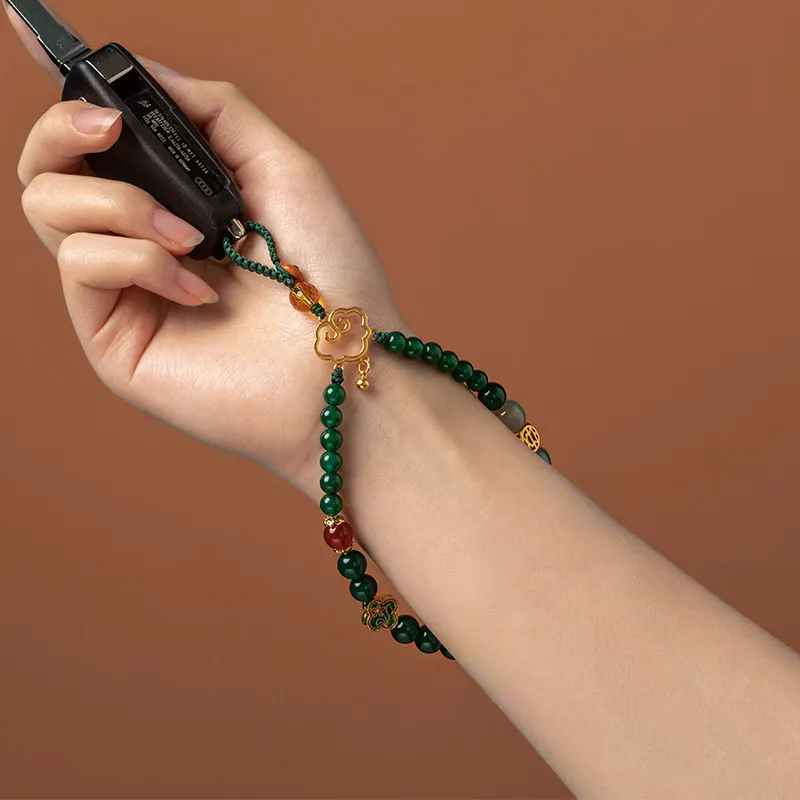 Original Agate Retro Peace & Good Fortune Keychain Phone Chain Wrist Lanyard for Men and Women Gifts