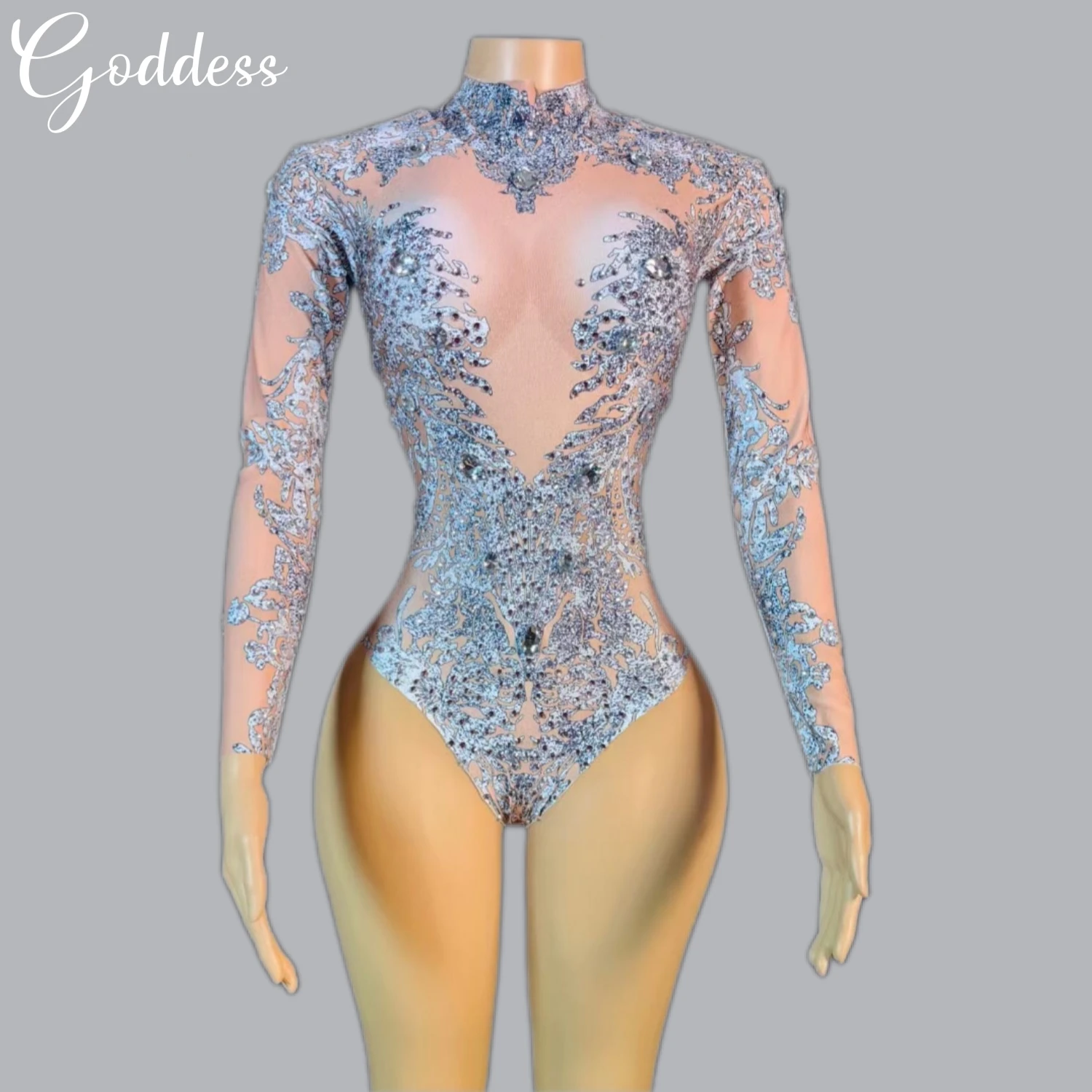 

Women's Leotard Sparkly Rhinestones Sexy Dance Mesh See Through Performance Costume Singer Dancer Nightclub Club Stage Bodysuit