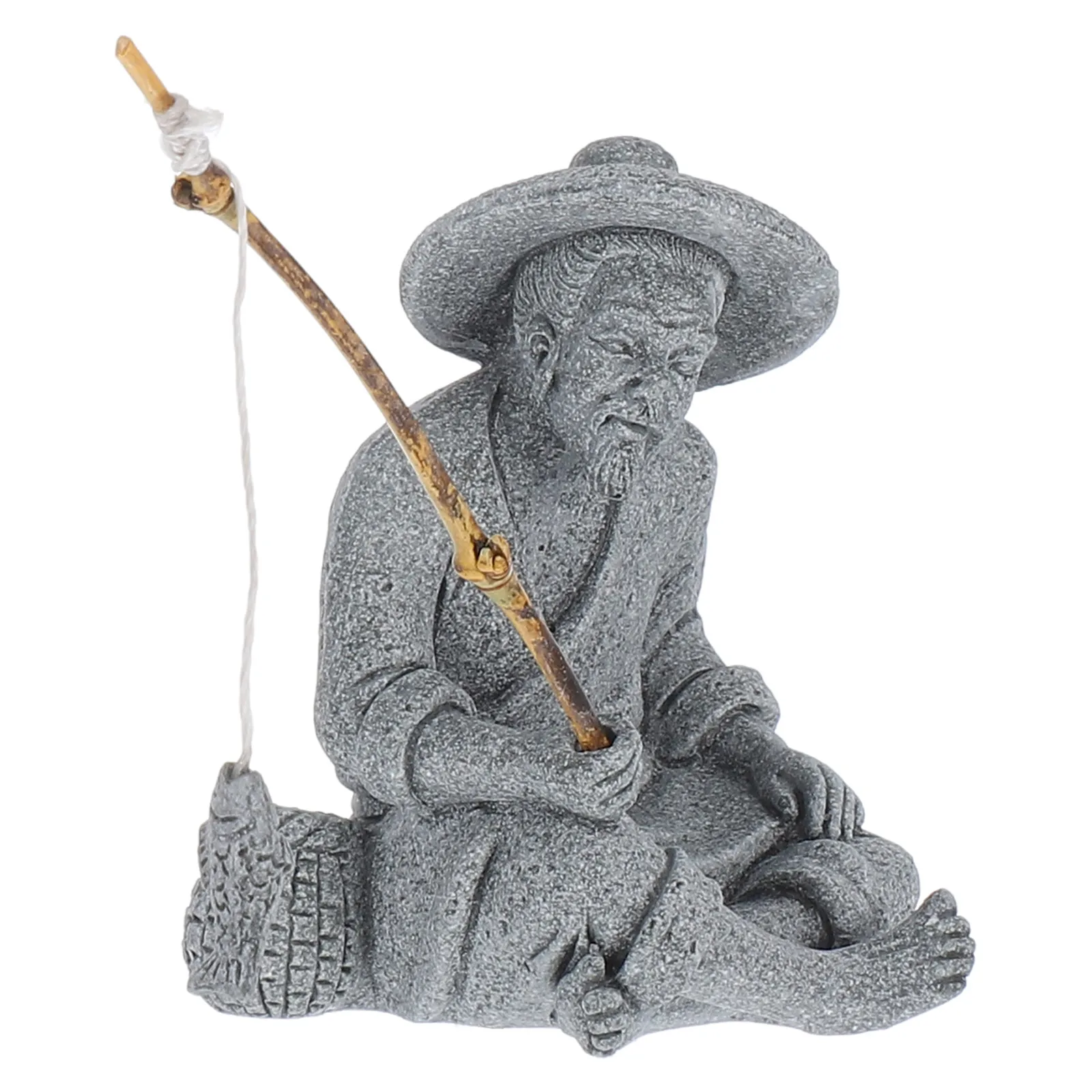 

Realistic Mini For Bonsai Aquarium Micro Landscape Garden Decor Outdoor Statue Elderly Ornament Miniature Fisherman Craft