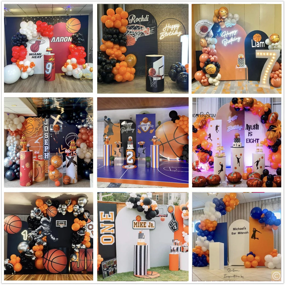 

Basketball Theme Arched Fabric Backdrop Covers for Birthday Party Arch Stand Cover Baby Shower Party Decoration((Only Cover)