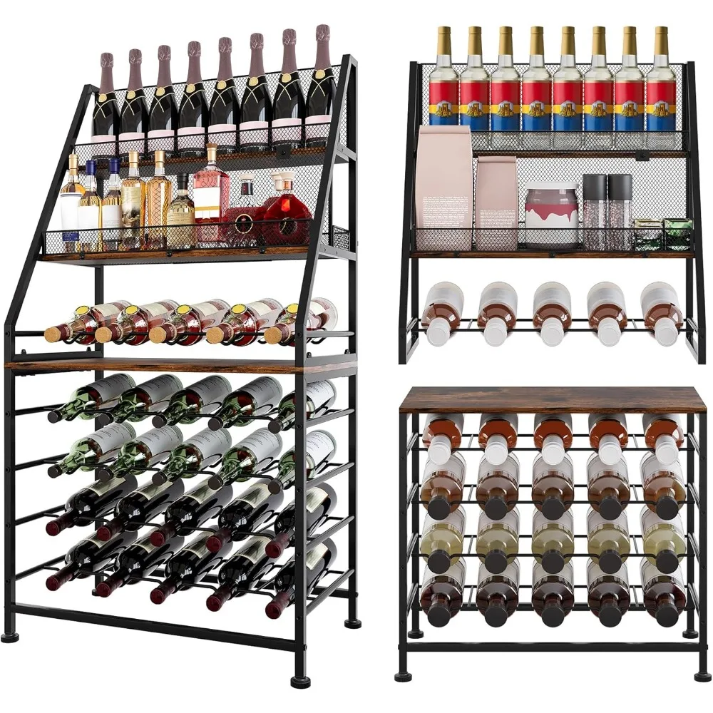 

Винная полка Отдельно стоящий пол Модульная разделенная 40-бутылка Вертикальная столешница Винные стеллажи Высокая полка для витрины бутылок алкоголя