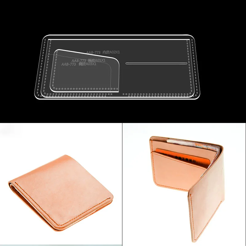 1Set Acrylic Simple Card Wallet Stencil Leather Pattern Template DIY Leathercrafts Tools