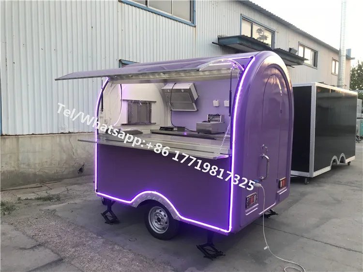 Carrinho de comida colorido personalizado, carrinho de sorvete móvel, caminhão de venda para venda