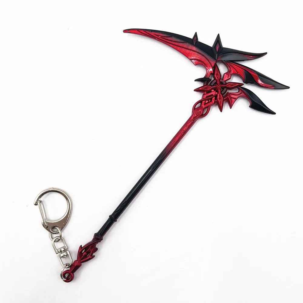 Game Genshin Impact The Knave Arlecchino Cosplay Keychain Crimson Moon's Semblance Weapon Model Keyring Key Chain Accessory Prop