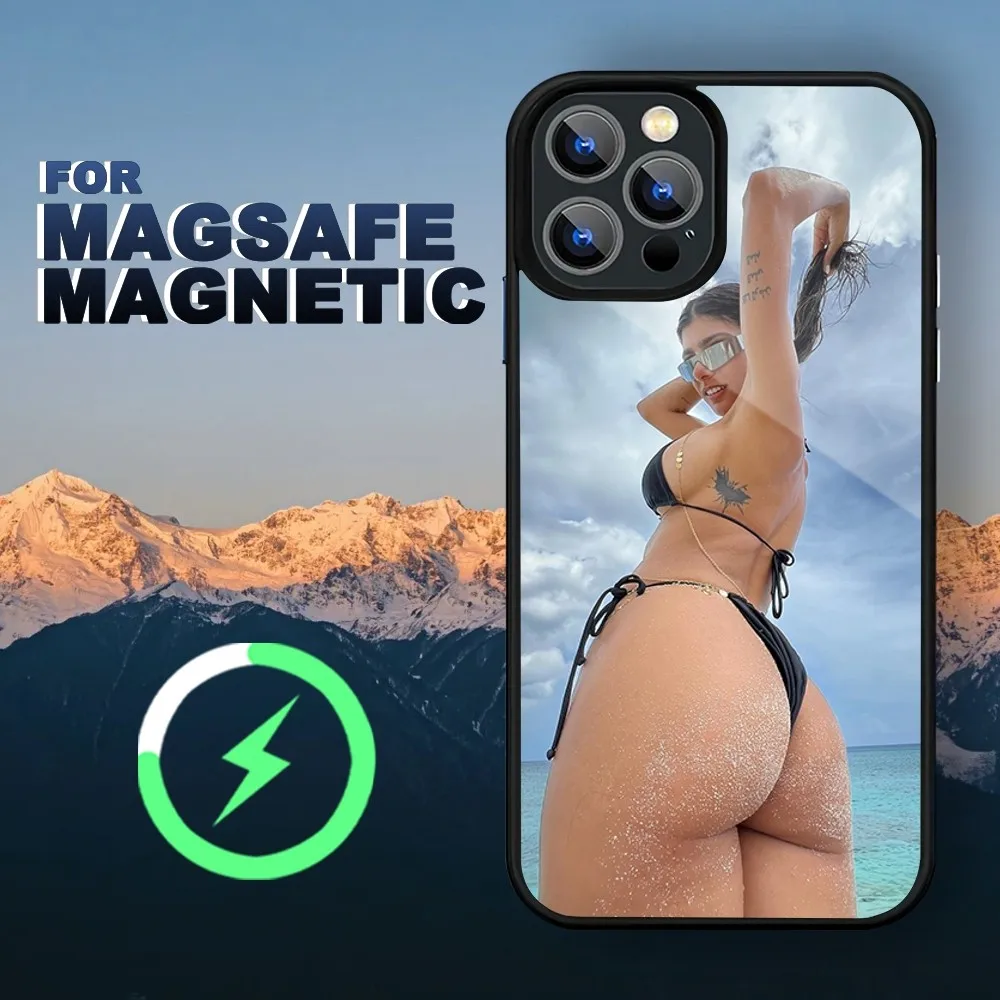 Mia khalifa Phone Case iPhone 15 14 11 12 13 Pro Max Plus Magnetic Wireless Charge Cases Cover