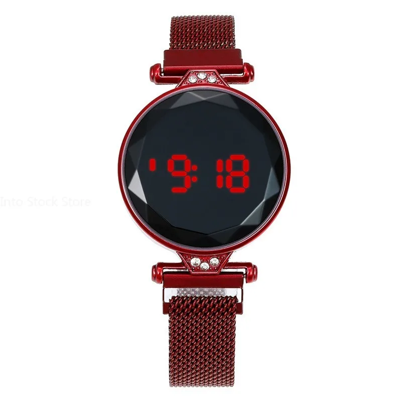 Relojes de lujo para Mujer, Reloj de pulsera de oro rosa de acero inoxidable, Reloj Digital LED para Mujer, Reloj electrónico para Mujer