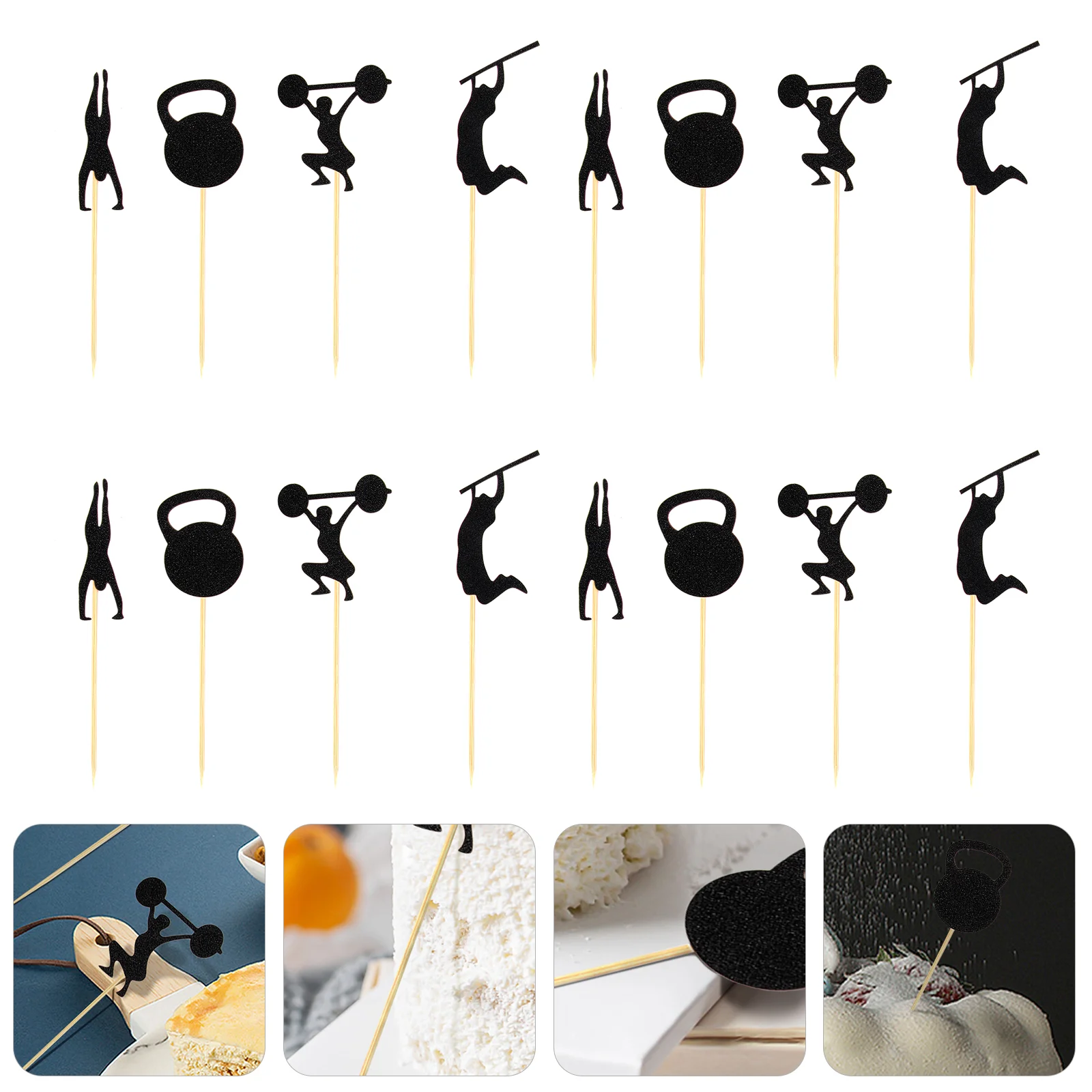 48 Pcs Decor Decoration Cake Theme Cupcake Gym Toppers Party Supplies Dripping Water Child